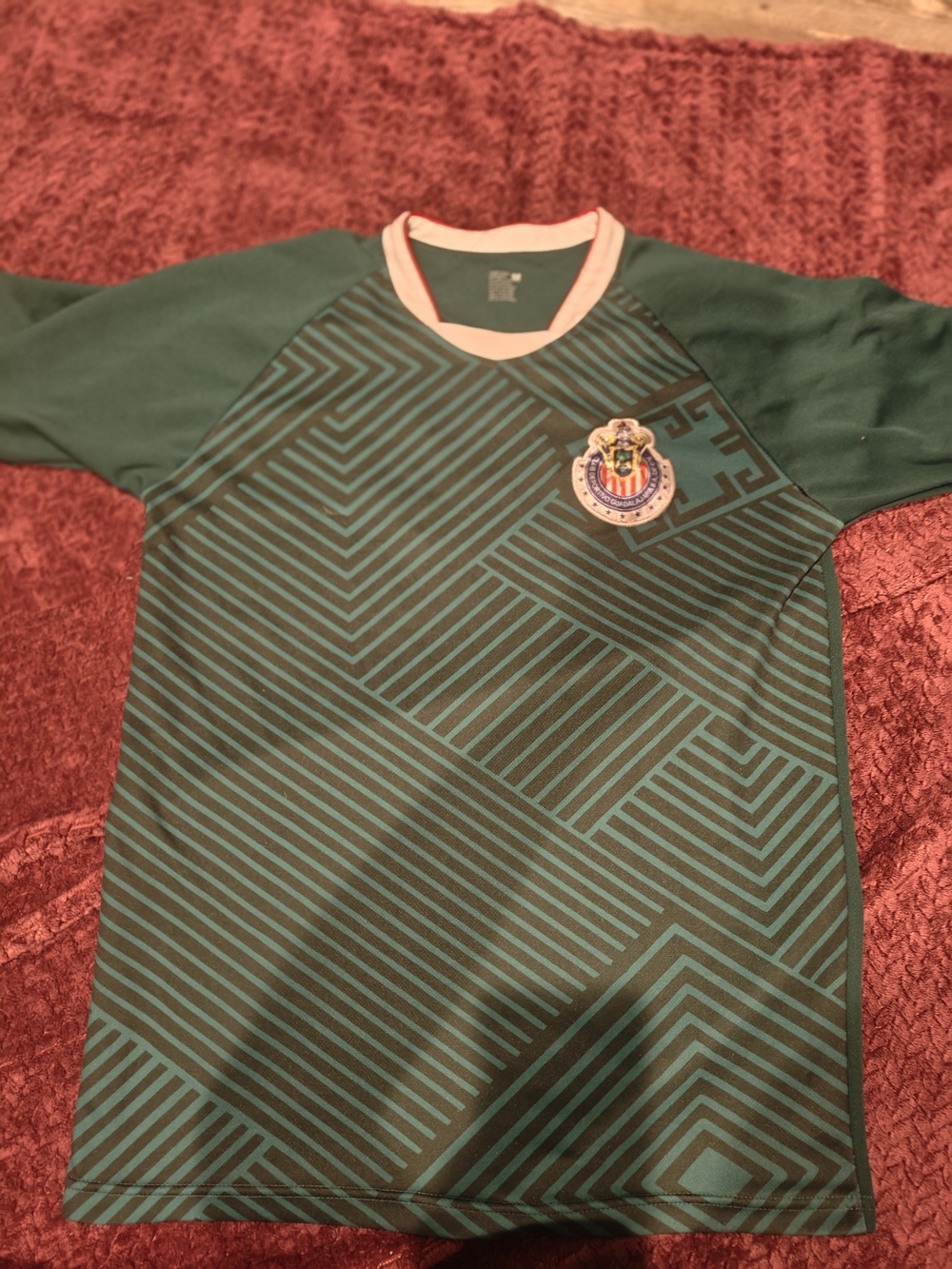 Green Geometric Soccer Jersey with Crest